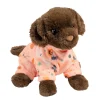 Soft Chocolate Lab Pj Pup With Pumpkin Pajamas